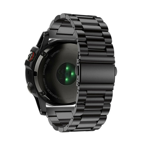 Steel Strap, black, on a watch, 3/4 rear view