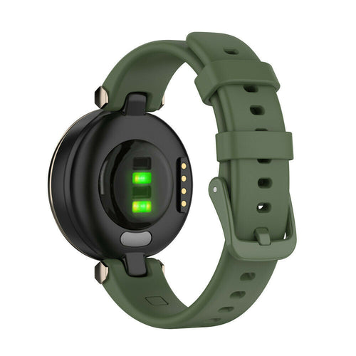 Silicone Strap, dark green, on a watch, 3/4 rear view