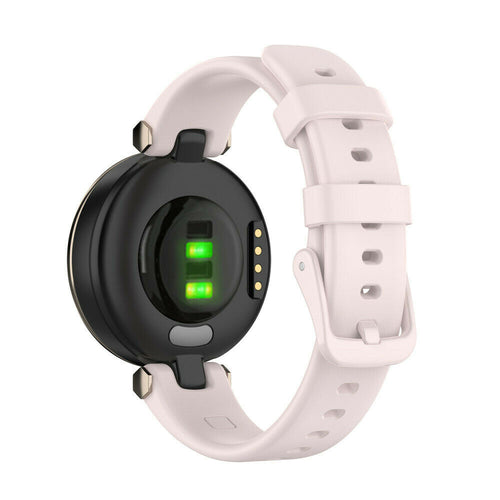 Silicone Strap, light pink, on a watch, 3/4 rear view