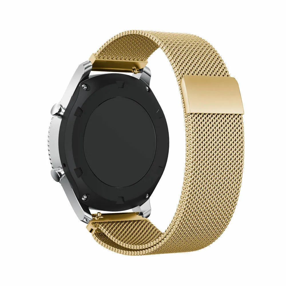 Milanese Strap, gold, on a watch, 3/4 rear view
