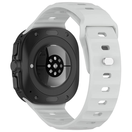Outdoor Silicone Strap, grey, on a watch, 3/4 rear view
