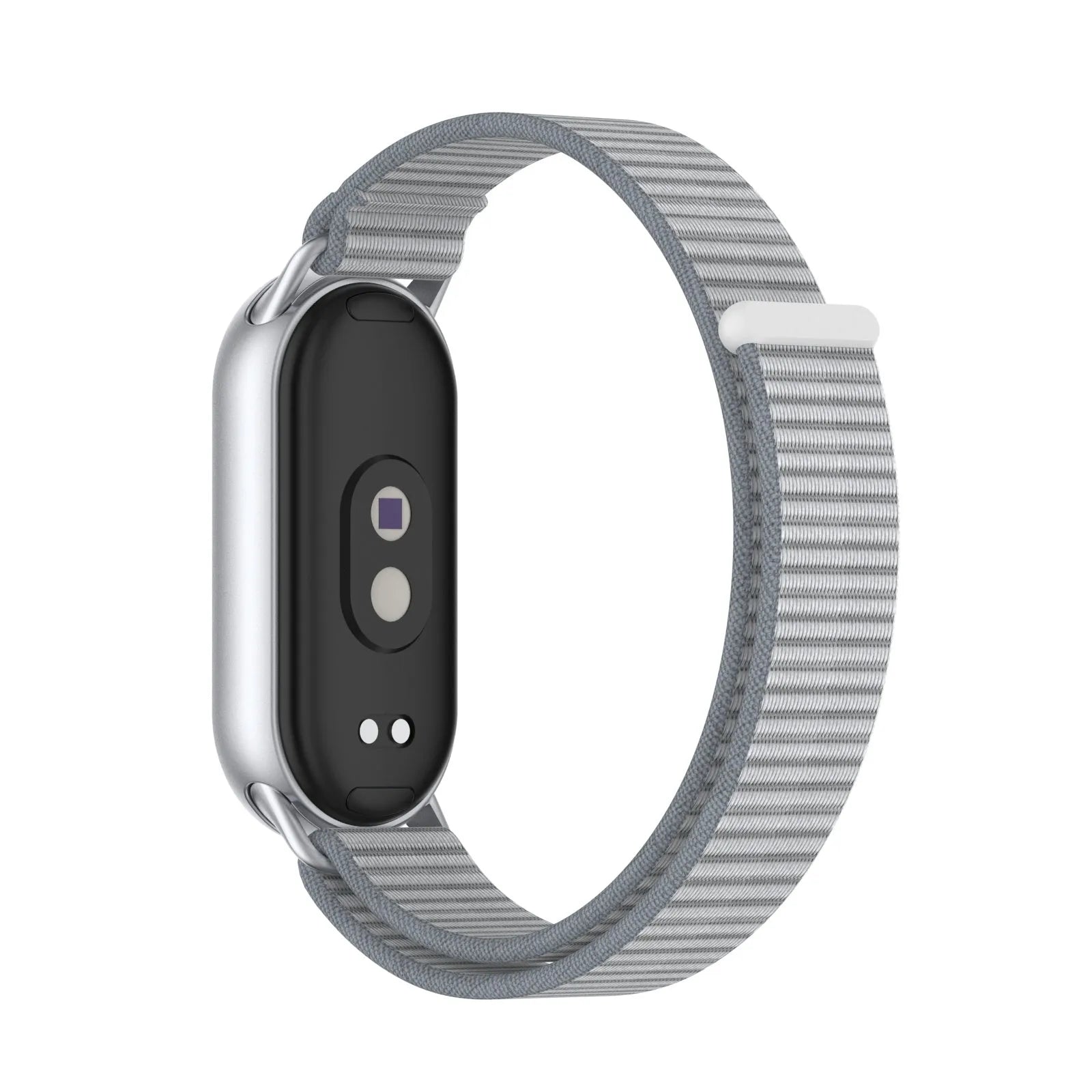Modern Nylon Strap, grey, on a watch, 3/4 rear view