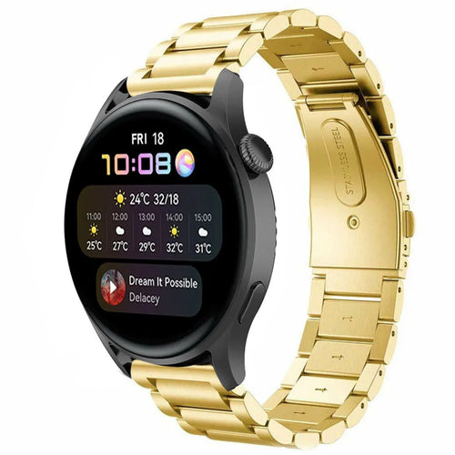 Steel Strap, gold, on a watch, 3/4 rear view
