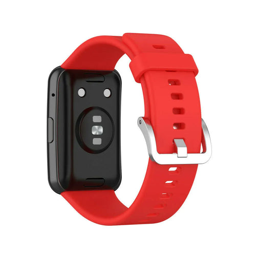 Silicone Strap, red, on a watch, 3/4 rear view