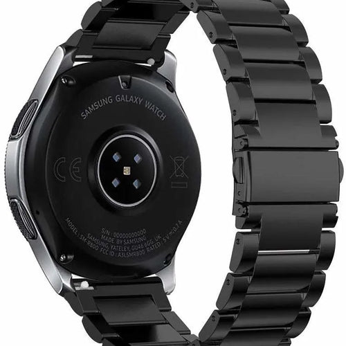 Steel Strap, black, on a watch, 3/4 rear view