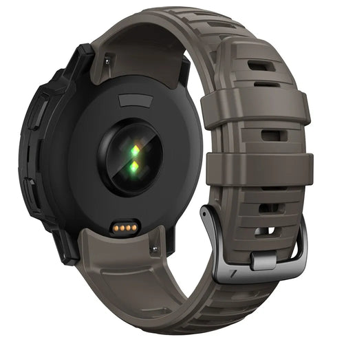 Silicone Strap, brown, on a watch, 3/4 rear view