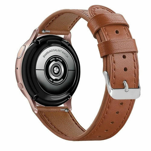 Modern Leather Strap, brown, on a watch, 3/4 rear view