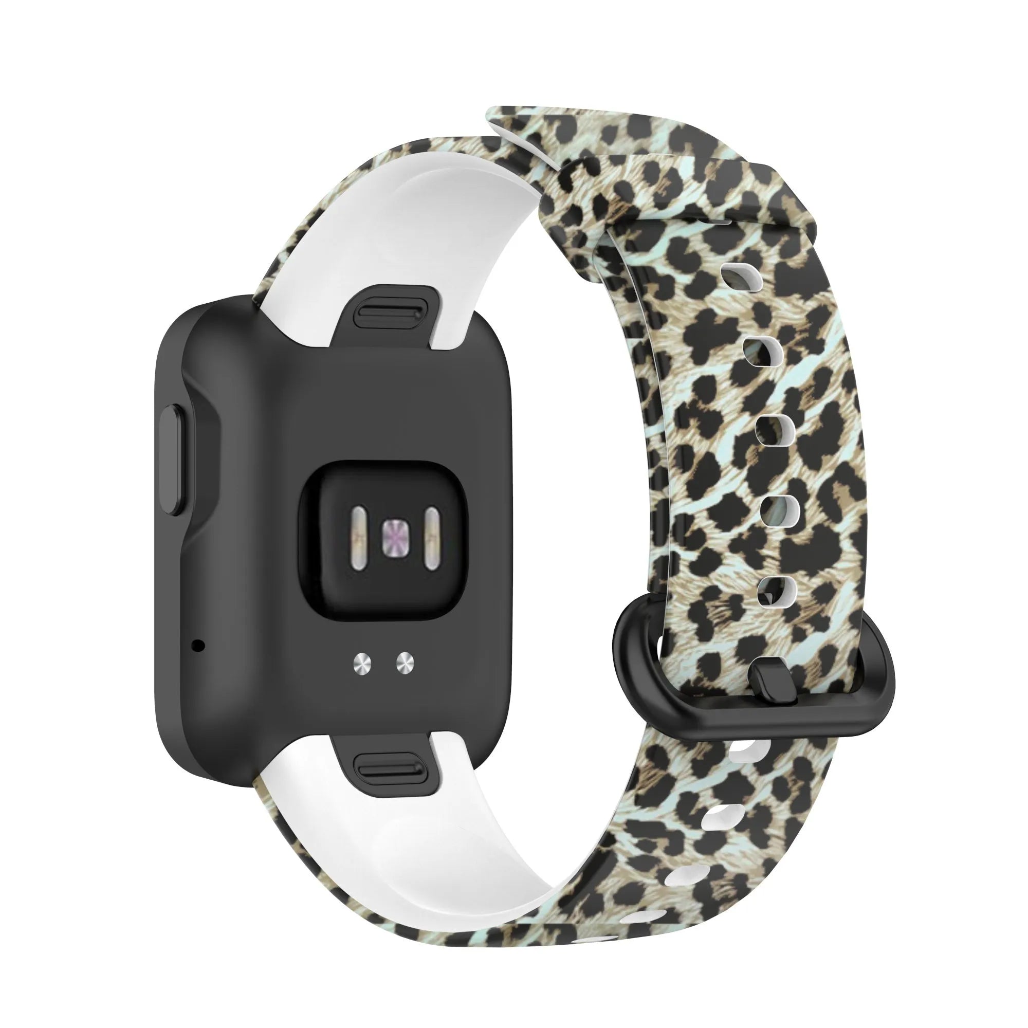Silicone Patterned Strap, on a watch, 3/4 rear view
