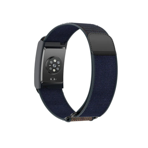 Nylon Strap, blue, on a watch, 3/4 rear view