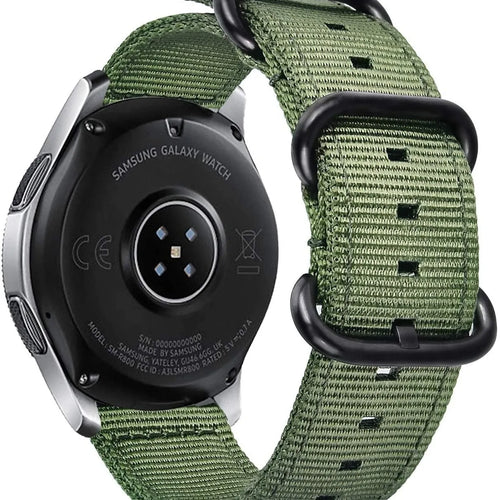 Nylon Buckle Strap, green, on a watch, 3/4 rear view