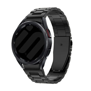 Steel Strap 'One Push', black, on a watch, 3/4 rear view