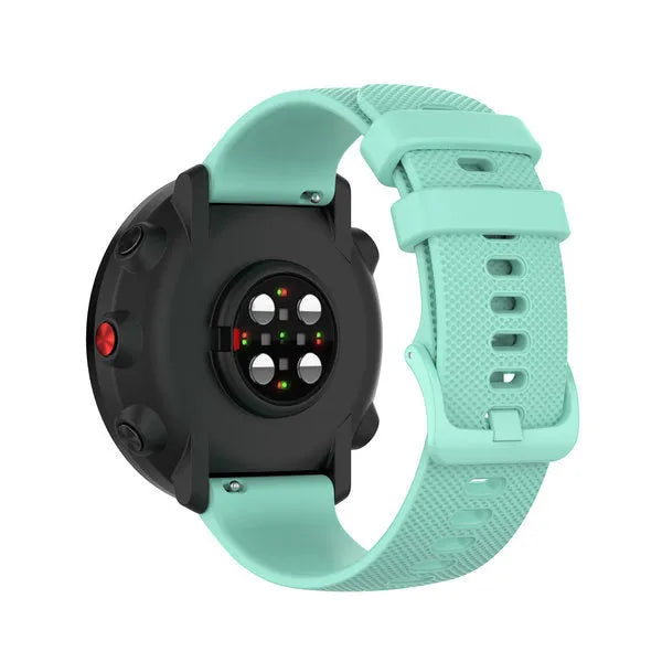 Premium Silicone Strap, aqua, on a watch, 3/4 rear view