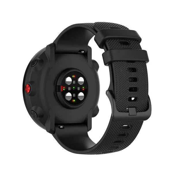 Premium Silicone Strap, black, on a watch, 3/4 rear view