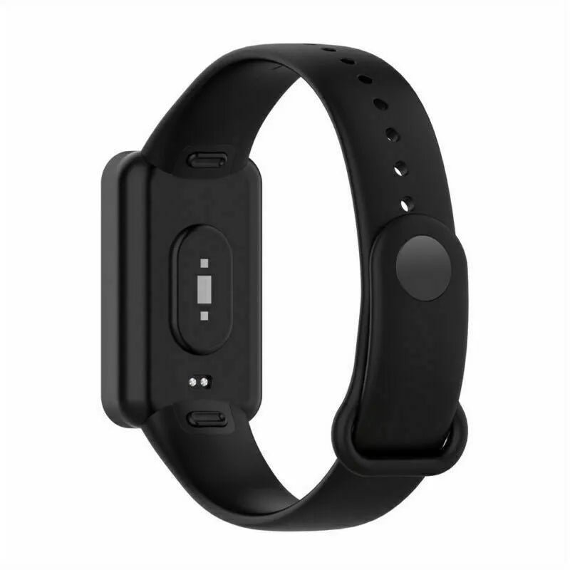 Silicone Strap, black, on a watch, 3/4 rear view