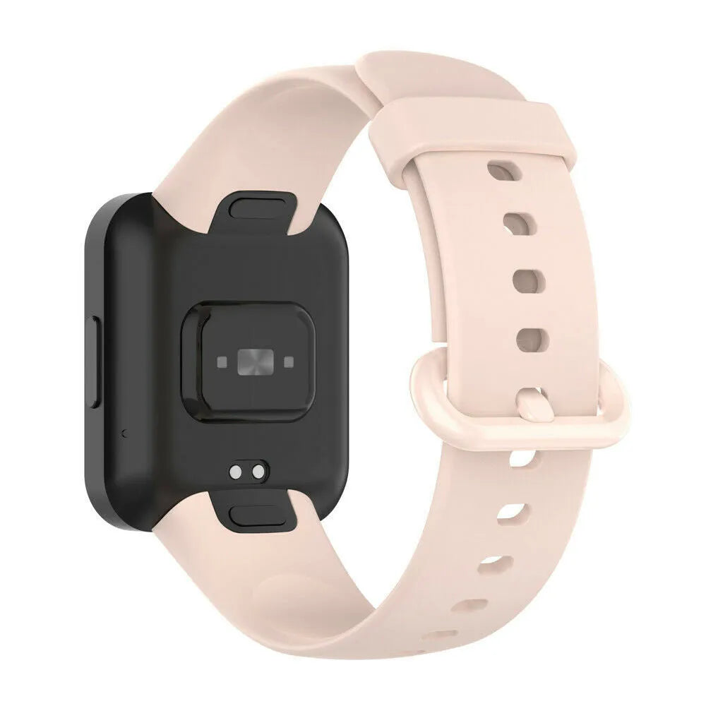 Silicone Strap, pink, on a watch, 3/4 rear view