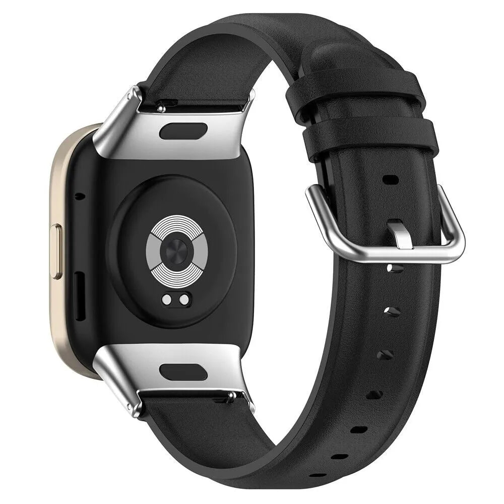 Silicone Leather Strap, black, on a watch, 3/4 rear view