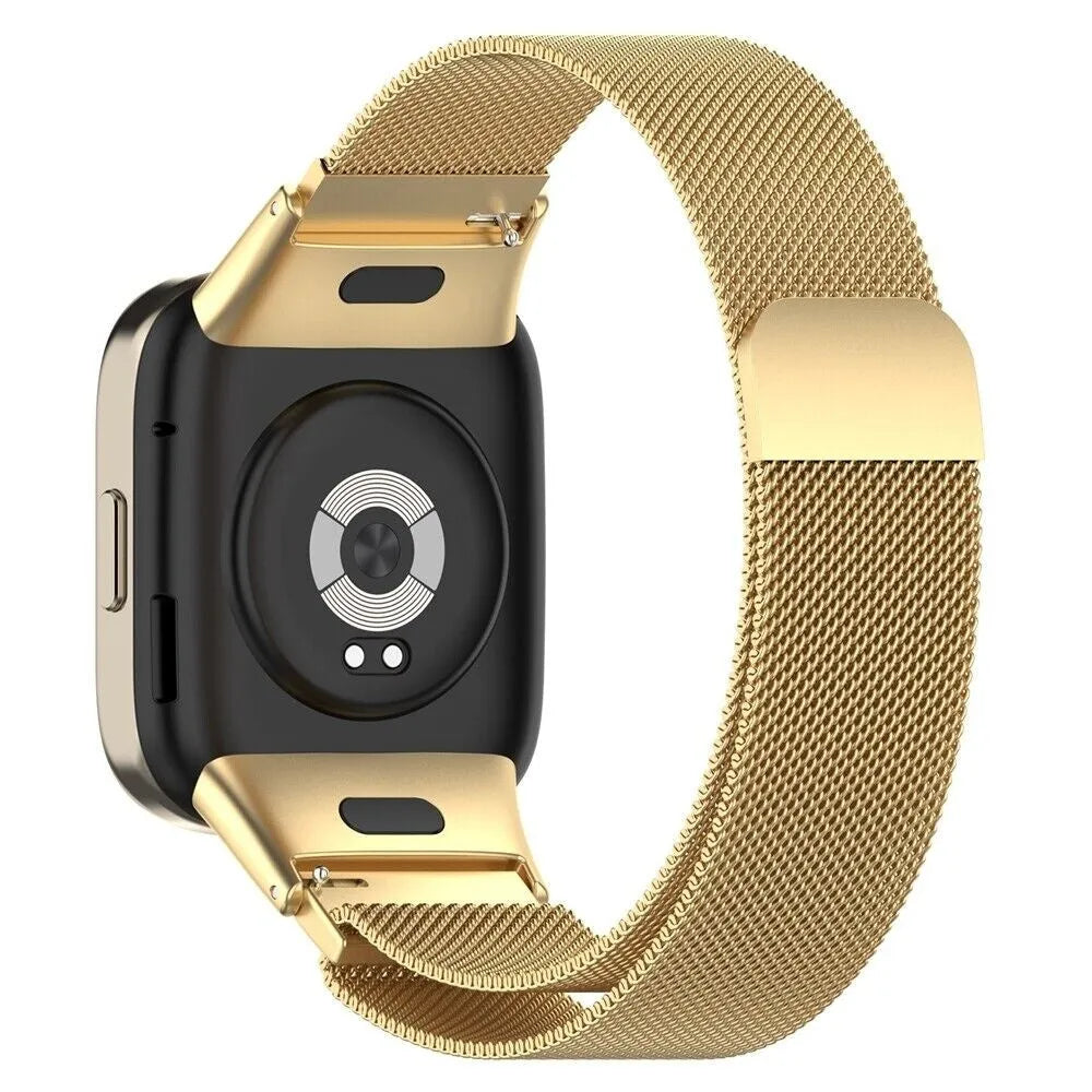 Milanese Strap, gold, on a watch, 3/4 rear view