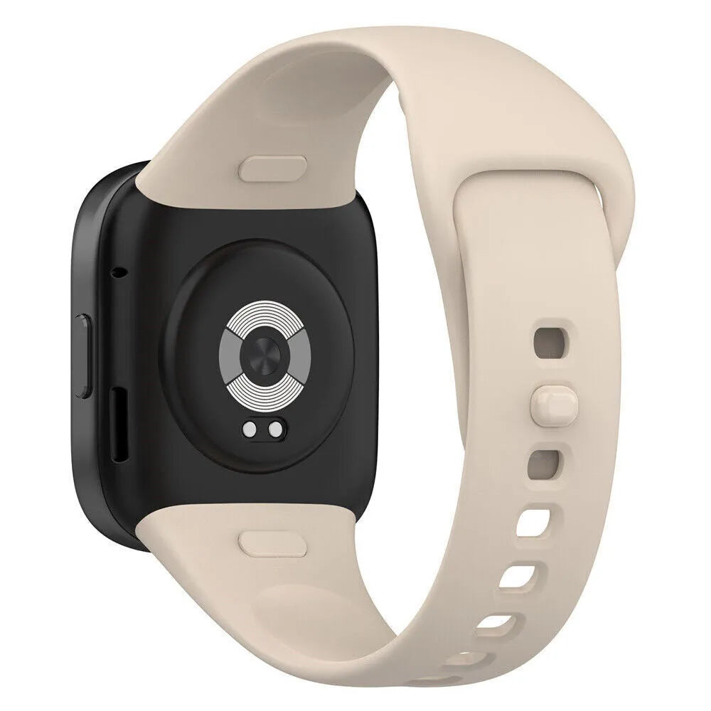 Silicone Strap, beige, on a watch, 3/4 rear view