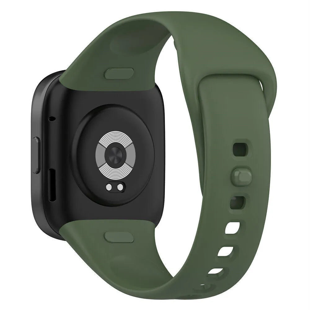 Silicone Strap, dark green, on a watch, 3/4 rear view