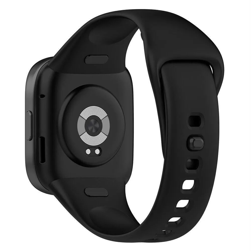 Silicone Strap, black, on a watch, 3/4 rear view