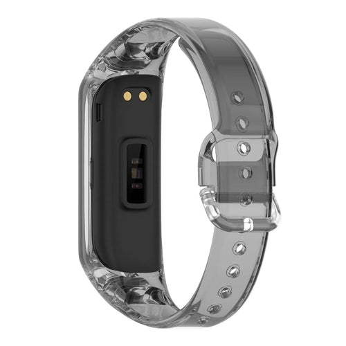 Silicone Colour Changing Crystal, transparent black, on a watch, 3/4 rear view