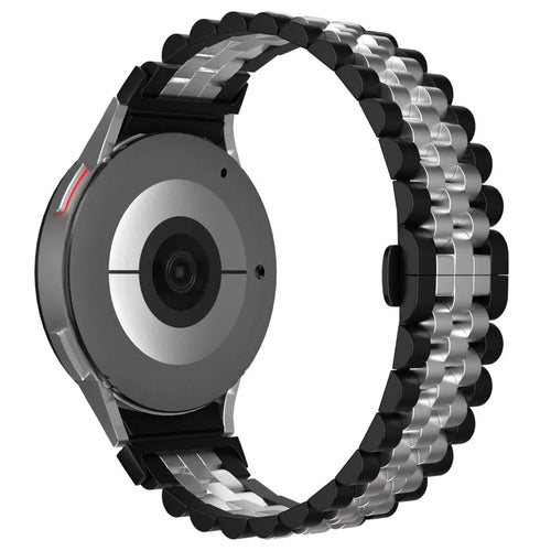 Jubilee Steel Strap, black/silver, on a watch, 3/4 rear view