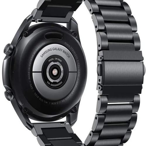 Steel Strap, black, on a watch, 3/4 rear view