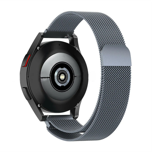 Milanese Strap, space grey, on a watch, 3/4 rear view