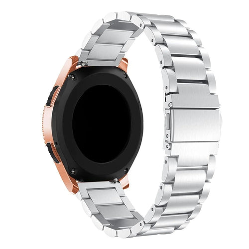 Steel Strap, silver, on a watch, 3/4 rear view
