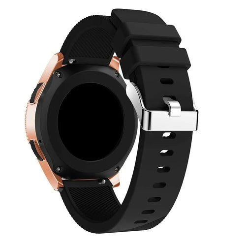 Twill Silicone Strap, black, on a watch, 3/4 rear view
