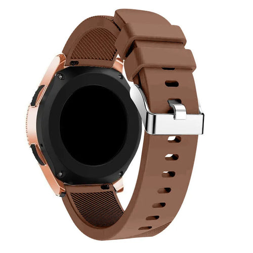Twill Silicone Strap, brown, on a watch, 3/4 rear view