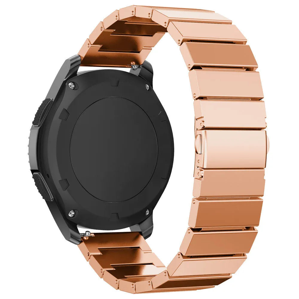 Premium Metal Strap, rose gold, on a watch, 3/4 rear view
