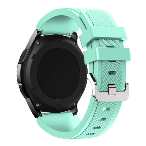 Twill Silicone Strap, aqua, on a watch, 3/4 rear view