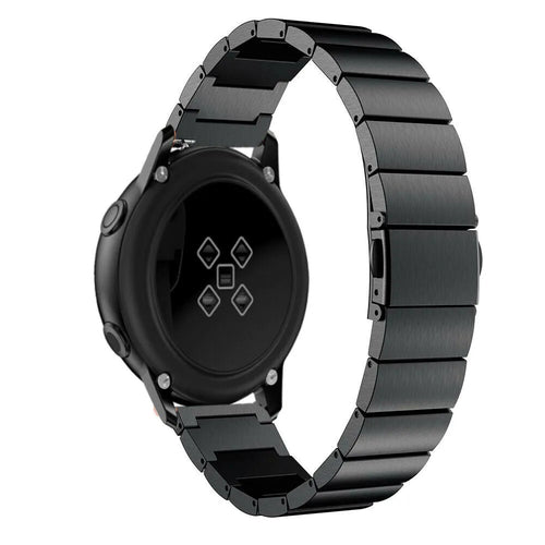 Premium Metal Strap, black, on a watch, 3/4 rear view