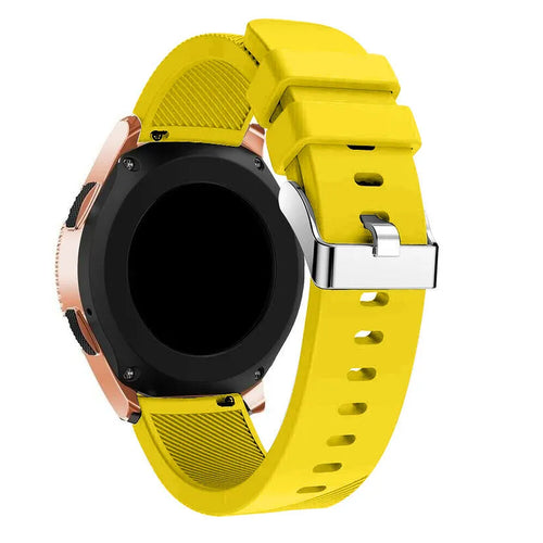 Twill Silicone Strap, yellow, on a watch, 3/4 rear view