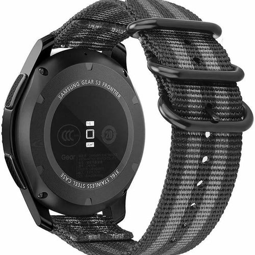 Fossil Gen 4 Explorist (HR) nylon gesp band (zwart/grijs)