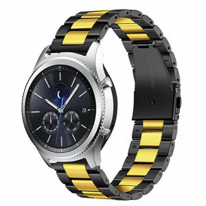 Steel Strap, black/gold, on a watch, 3/4 rear view