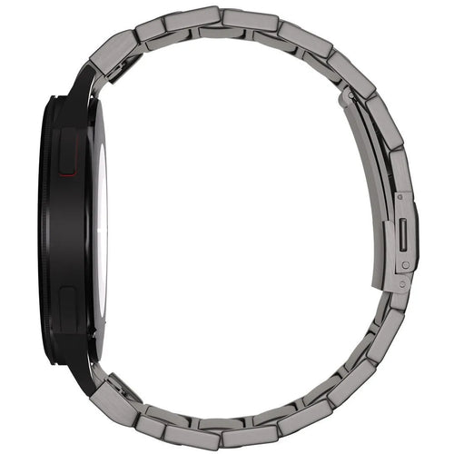 Titanium Strap 'One Push', graphite, on a watch, 3/4 rear view