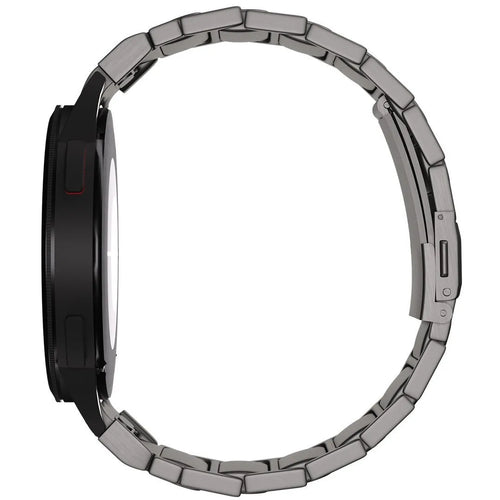 Titanium Strap 'One Push', graphite, on a watch, 3/4 rear view