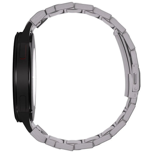Titanium Strap 'One Push', silver, on a watch, 3/4 rear view