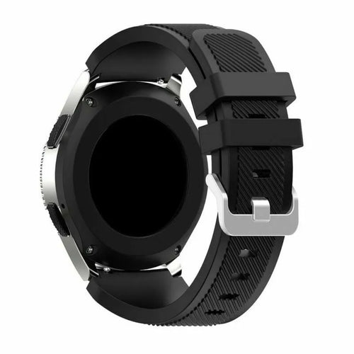 Twill Silicone Strap, black, on a watch, 3/4 rear view