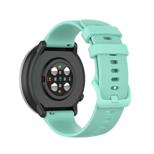 Premium Silicone Strap, aqua, on a watch, 3/4 rear view