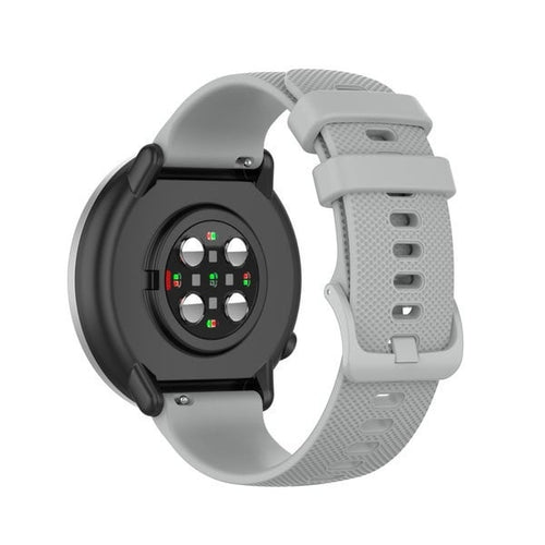 Premium Silicone Strap, grey, on a watch, 3/4 rear view