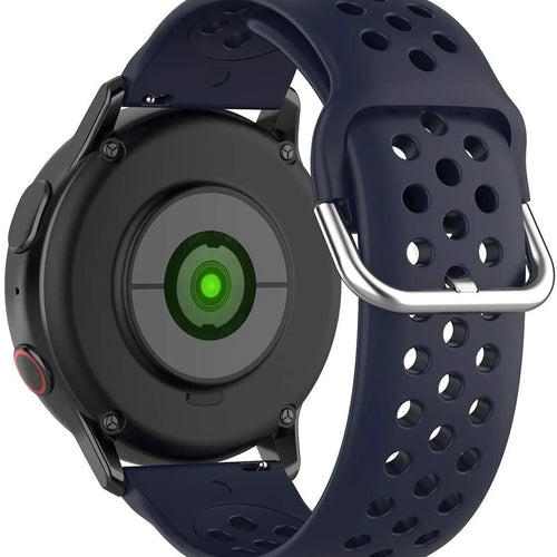 Breathable Silicone Strap, dark blue, on a watch, 3/4 rear view