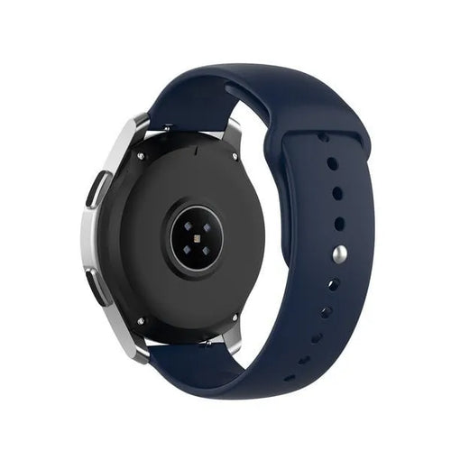 Silicone Sport Strap, dark blue, on a watch, 3/4 rear view