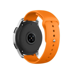 Silicone Sport Strap, orange, on a watch, 3/4 rear view