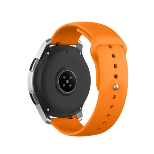 Silicone Sport Strap, orange, on a watch, 3/4 rear view