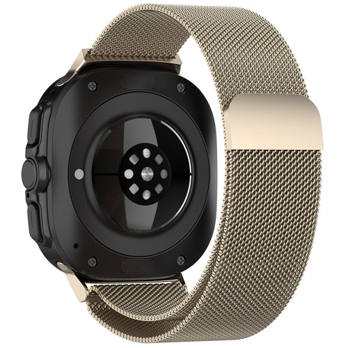 Milanese Strap, starlight, on a watch, 3/4 rear view