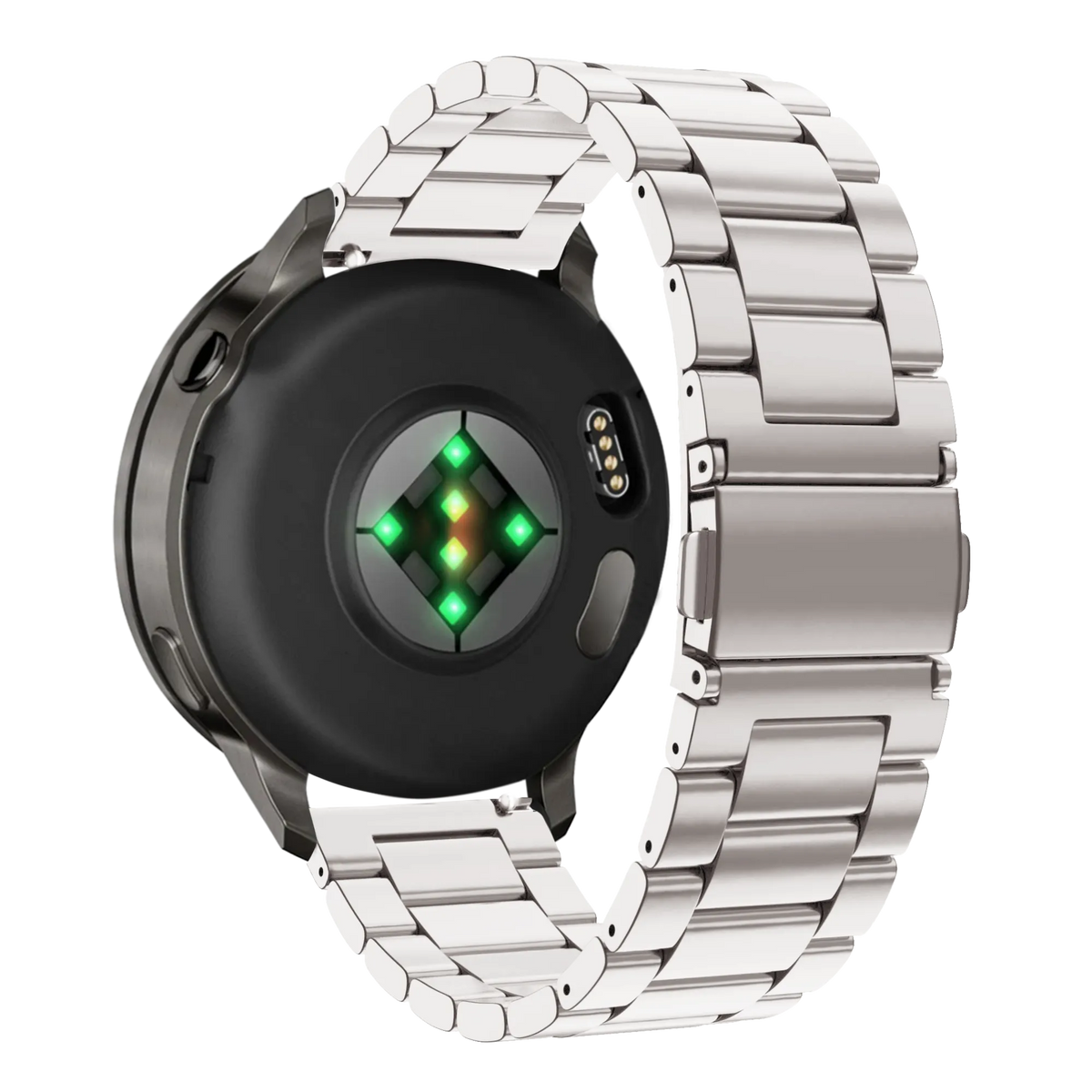 Steel Strap 'Classic', starlight, on a watch, 3/4 rear view