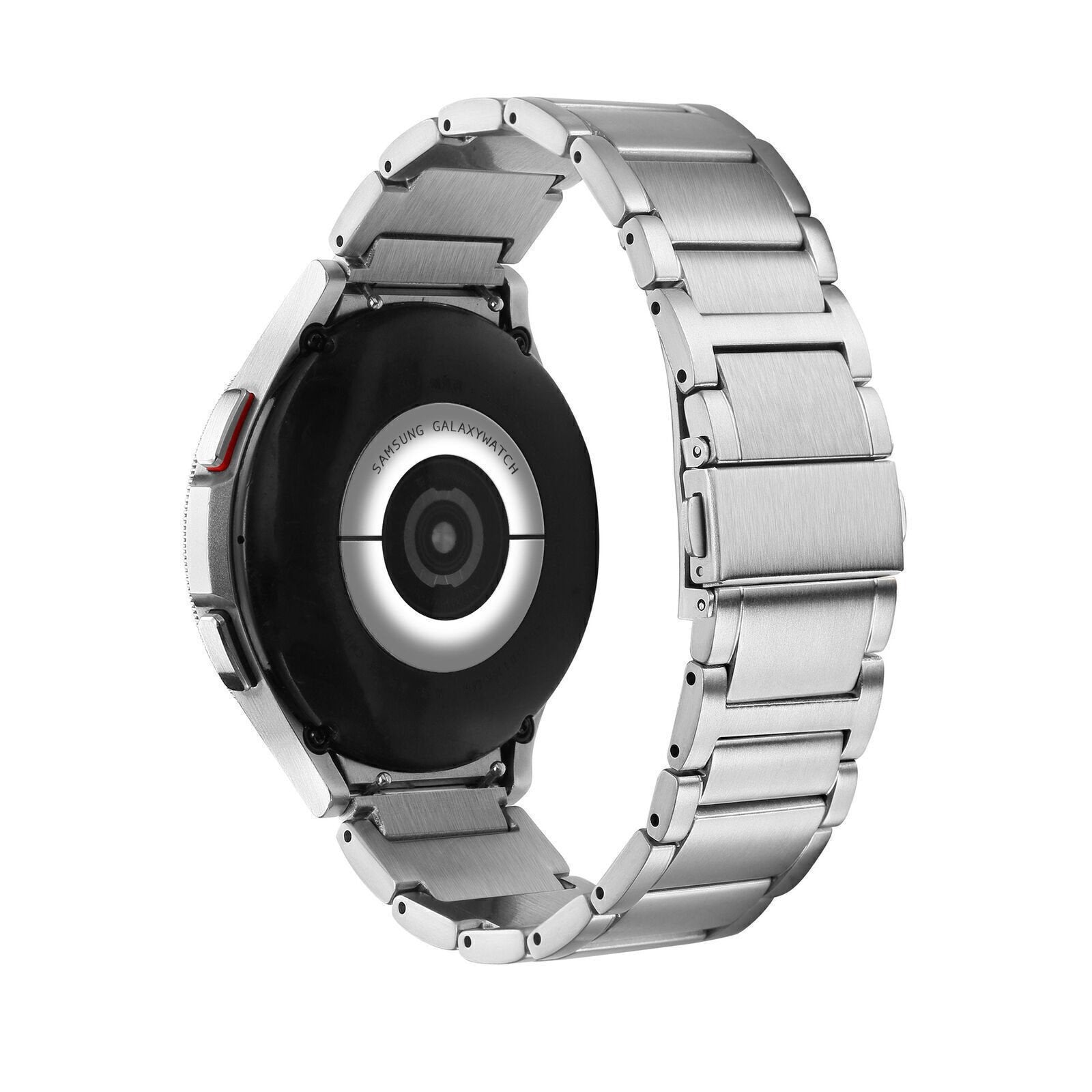 Titanium Strap, silver, on a watch, 3/4 rear view